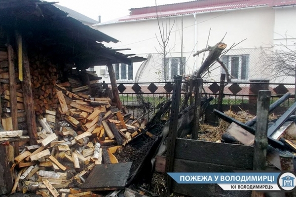 У Володимирці вчора вогнеборці гасили пожежу в приватному господарстві