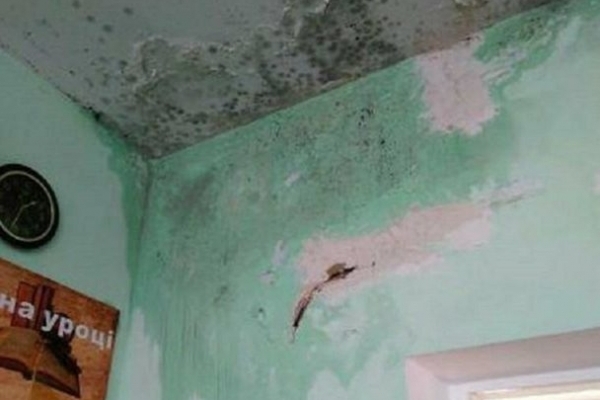 У школі на Рівненщині протікає дах, а стіни покрилися грибком (Фото)