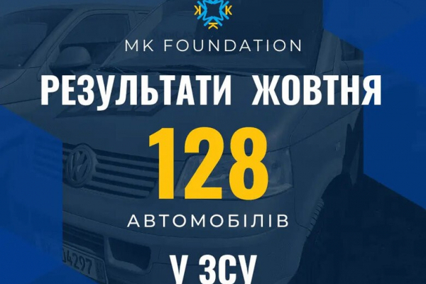 Благодійний фонд Максима Кріппи MK Foundation за жовтень передав ЗСУ 128 автомобілів