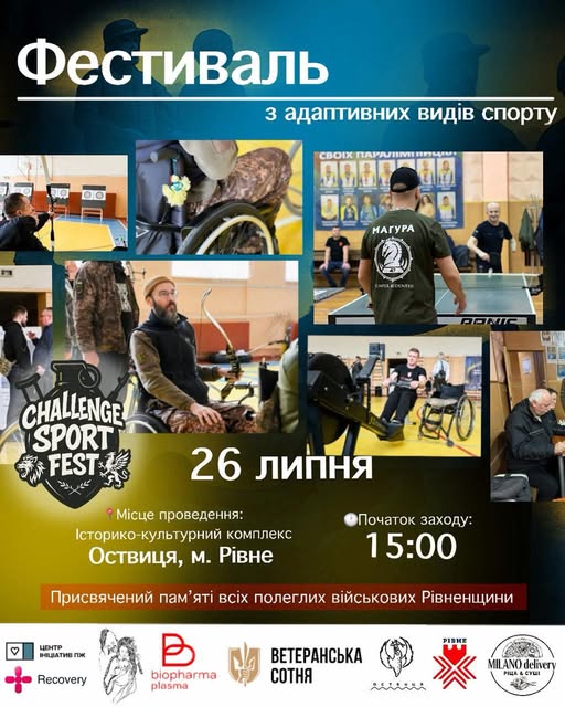 Фестиваль з адаптивних видів спорту пам’яті полеглих воїнів Рівненщини відбудеться в Рівному